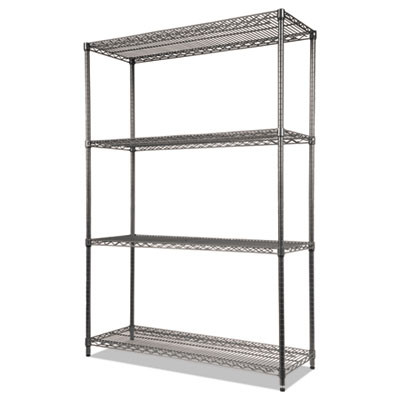 Wire Shelving Starter Kit, Four-Shelf, 48w X 18d X 72h, Black Anthracite