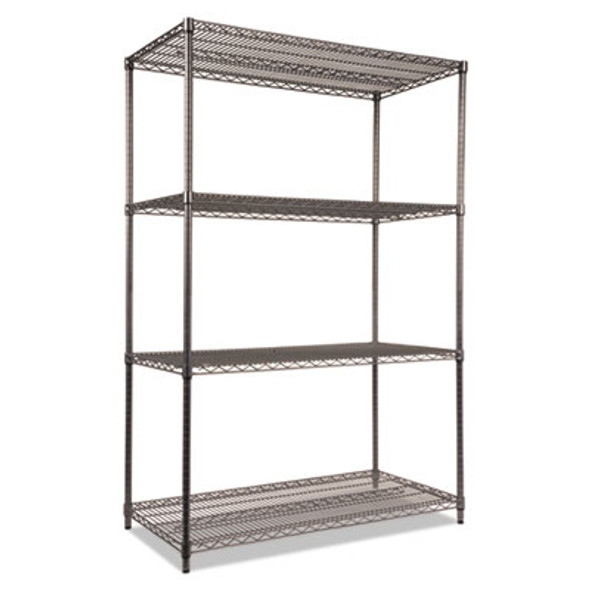 Wire Shelving Starter Kit, Four-Shelf, 48w X 24d X 72h, Black Anthracite