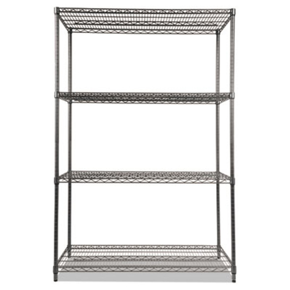 Wire Shelving Starter Kit, Four-Shelf, 48w X 24d X 72h, Black Anthracite