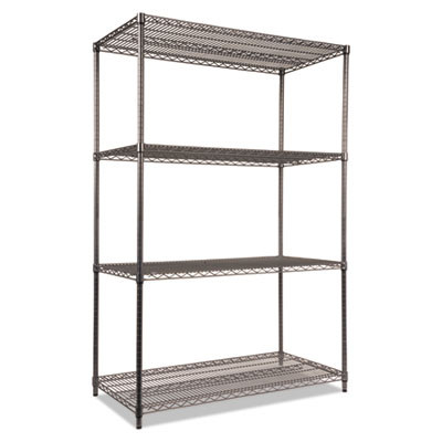 Wire Shelving Starter Kit, Four-Shelf, 48w X 24d X 72h, Black Anthracite