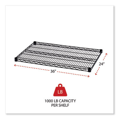 Industrial Wire Shelving Extra Wire Shelves, 36w X 24d, Black, 2 Shelves/Carton