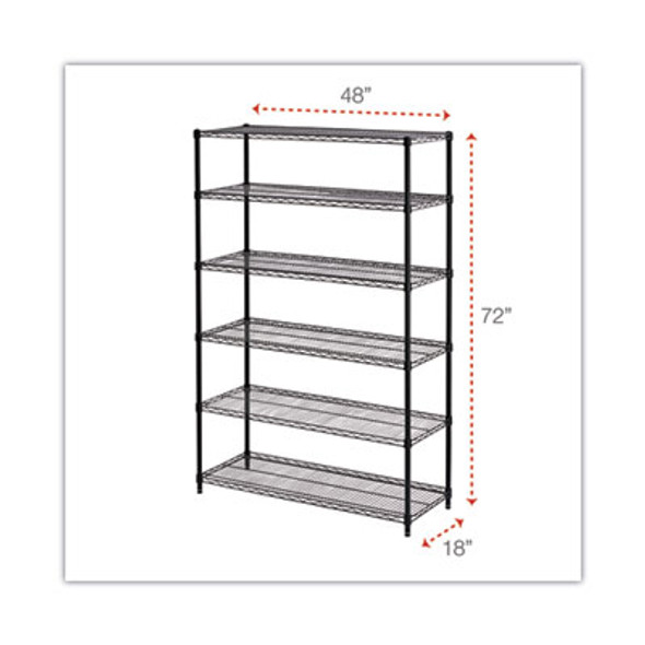 Nsf Certified 6-Shelf Wire Shelving Kit, 48w x 18d x 72h, Black