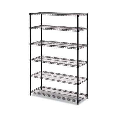 Nsf Certified 6-Shelf Wire Shelving Kit, 48w x 18d x 72h, Black
