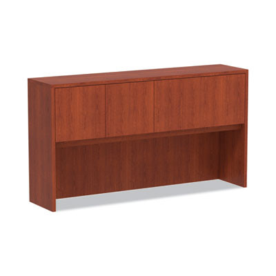 Alera Valencia Series Hutch With Doors, 4 Compartments, 64.75w x 154d x 35.38h, Medium Cherry