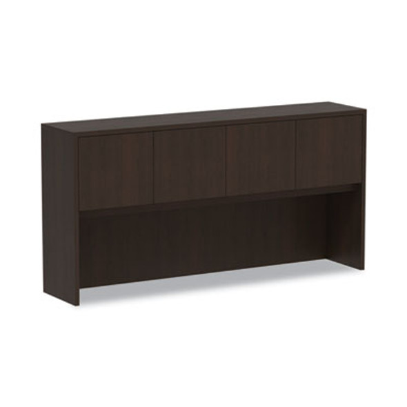 Alera Valencia Series Hutch With Doors, 4 Compartments, 70.63w x 15d x 35.38h, Espresso