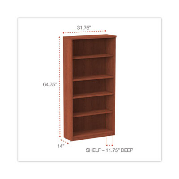 Alera Valencia Series Bookcase, Five-Shelf, 31.75w x 14d x 64.75h, Medium Cherry