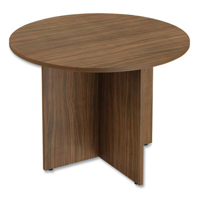 Alera Valencia Round Conference Table With Legs, 42" Diameter x 29.5h, Modern Walnut