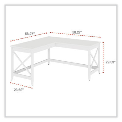 L-Shaped Farmhouse Desk, 58.27" x 58.27" x 29.53", White