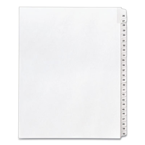 Preprinted Legal Exhibit Side Tab Index Dividers, Allstate Style, 25-Tab, 26 To 50, 11 X 8.5, White, 1 Set, (1702)