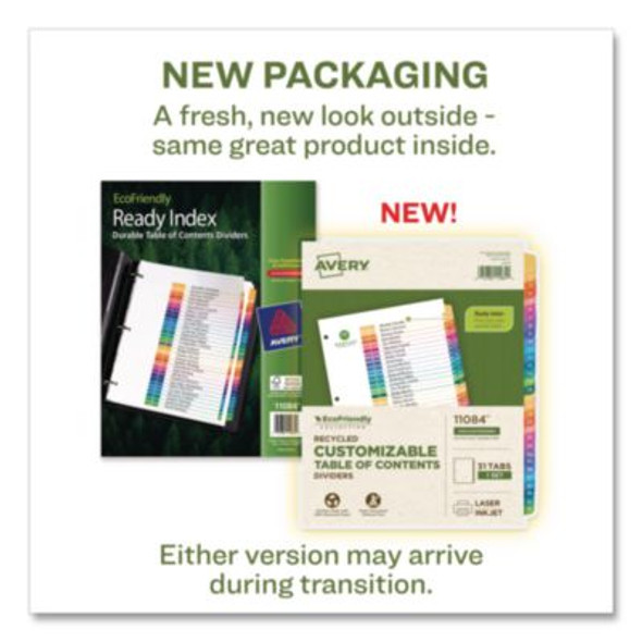 Customizable Table Of Contents Ready Index Dividers With Multicolor Tabs, 31-Tab, 1 To 31, 11 X 8.5, White, 1 Set