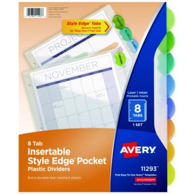 Insertable Style Edge Tab Plastic 1-Pocket Dividers, 8-Tab, 11.25 X 9.25, Translucent, 1 Set