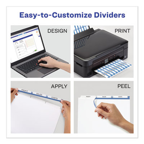 Print And Apply Index Maker Clear Label Dividers, 3-Tab, White Tabs, 11 x 8.5, White, 5 Sets