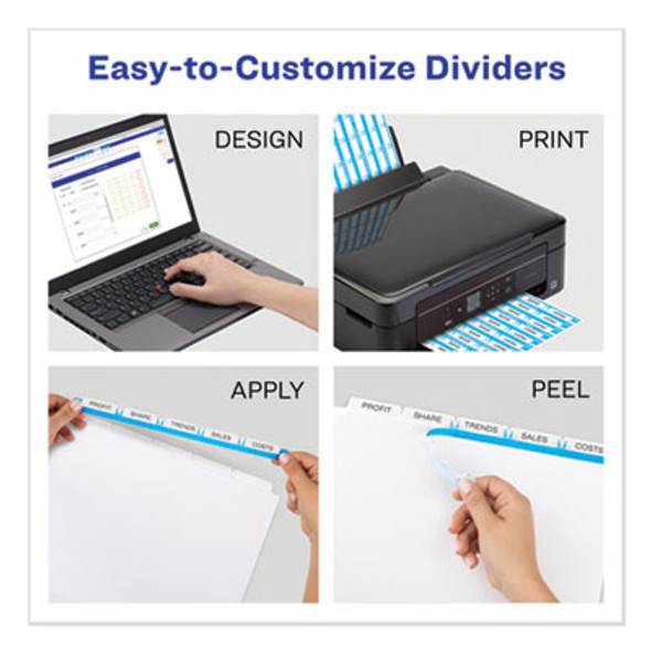 Print And Apply Index Maker Clear Label Dividers, Big Tab, 5-Tab, White Tabs, 11 x 8.5, White, 5 Sets