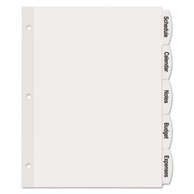 Big Tab Printable White Label Tab Dividers, 5-Tab, 11 x 8.5, White, 20 Sets