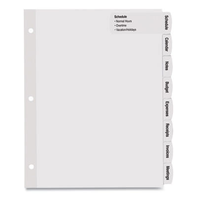 Big Tab Printable Large White Label Tab Dividers, 8-Tab, 11 x 8.5, White, 4 Sets