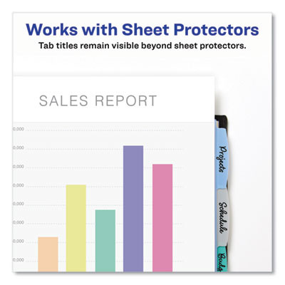 Write And Erase Durable Plastic Dividers With Slash Pocket, 3-Hold Punched, 5-Tab, 11.13 x 9.25, Assorted, 1 Set