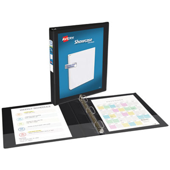 Showcase Economy View Binders With Slant Rings, 3 Rings, 1" Capacity, 11 x 8.5, Black