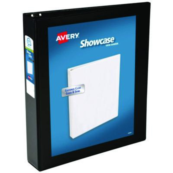 Showcase Economy View Binders With Slant Rings, 3 Rings, 1.5" Capacity, 11 x 8.5, Black