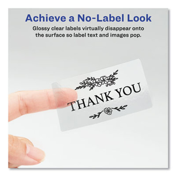 Print-To-The-Edge Labels With Sure Feed And Easy Peel, 2 X 3, Glossy Clear, 80/Pack