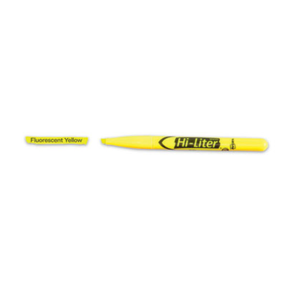 Hi-Liter Pen-Style Highlighters, Fluorescent Yellow Ink, Chisel Tip, Yellow/Black Barrel, Dozen