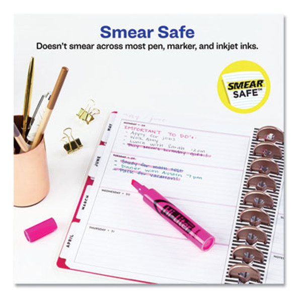 Hi-Liter Desk-Style Highlighters, Fluorescent Pink Ink, Chisel Tip, Pink/Black Barrel, Dozen