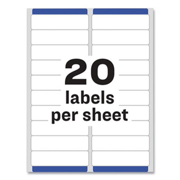 Easy Peel White Address Labels W/ Sure Feed Technology, Laser Printers, 1 X 4, White, 20/Sheet, 100 Sheets/Box