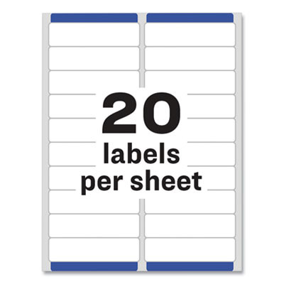 Easy Peel White Address Labels W/ Sure Feed Technology, Laser Printers, 1 X 4, White, 20/Sheet, 100 Sheets/Box