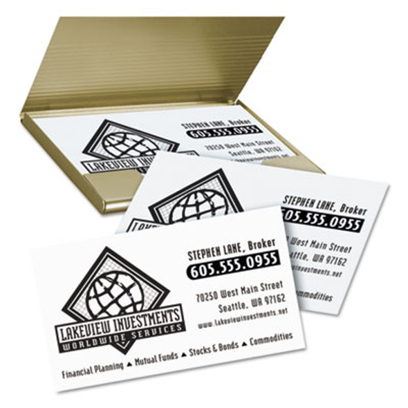Clean Edge Business Card Value Pack, Laser, 2 x 3.5, White, 10 Cards/Sheet, 200 Sheets/Box