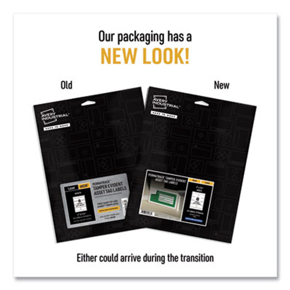Permatrack Tamper-Evident Asset Tag Labels, Laser Printers, 2 X 3.75, White, 8/Sheet, 8 Sheets/Pack