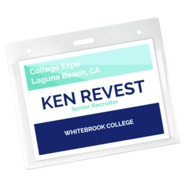 Secure Top Heavy-Duty Badge Holders, Horizontal, 4w X 3h, Clear, 25/Pack