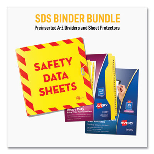 Ultraduty Safety Data Sheet Binder Bundle, 3 Rings, 3" Capacity, 11 x 8.5, Yellow/Red