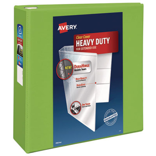 Heavy-Duty View Binder With Durahinge And Locking One Touch Ezd Rings, 3 Rings, 4" Capacity, 11 X 8.5, Chartreuse