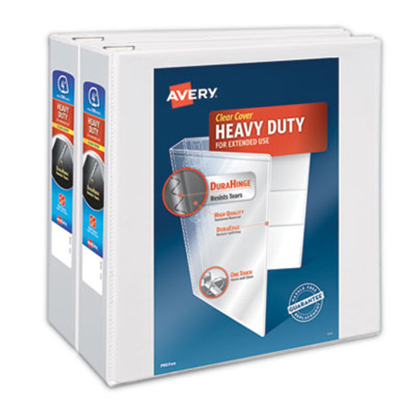 Heavy-Duty Non Stick View Binder With Durahinge And Slant Rings, 3 Rings, 4" Capacity, 11 X 8.5, White, 2/Pack