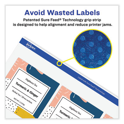 Vibrant Inkjet Color-Print Labels w/ Sure Feed, 3.33 x 4, Matte White, 120/Pk