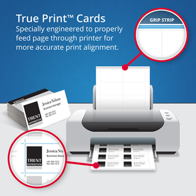 True Print Premium Clean Edge Business Cards, Inkjet, 2 x 3.5, Ivory, 10 Cards Sheet, 20 Sheets/Pack