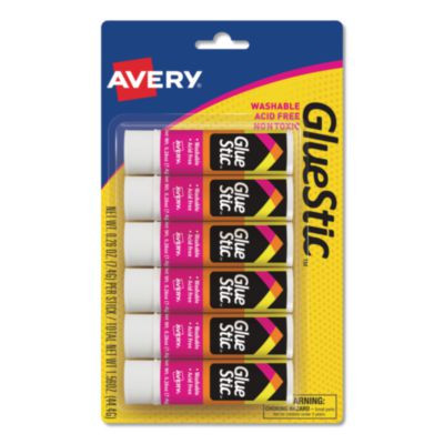 Permanent Glue Stic Value Pack, 0.26 Oz, Applies White, Dries Clear, 6/Pack
