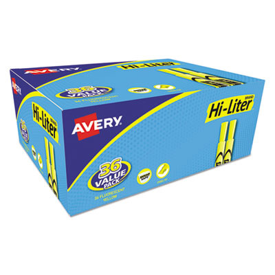 Hi-Liter Desk-Style Highlighter Value Pack, Fluorescent Yellow Ink, Chisel Tip, Yellow/Black Barrel, 36/Box
