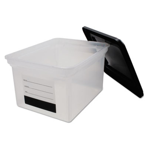 File Tote With Contents Label, Letter/Legal Files, 17.75" X 14" X 10.25", Clear/Black