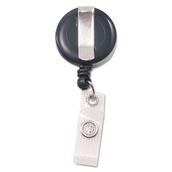 Deluxe Retractable Id Reel With Badge Holder, 24" Extension, Black, 12/Box