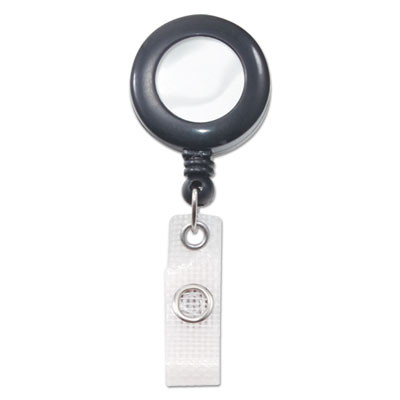 Deluxe Retractable Id Reel With Badge Holder, 24" Extension, Black, 12/Box