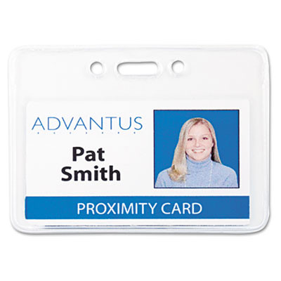 Proximity Id Badge Holders, Horizontal, Clear 3.75" x 3" Holder, 3.5" x 2.25" Insert, 50/Pack