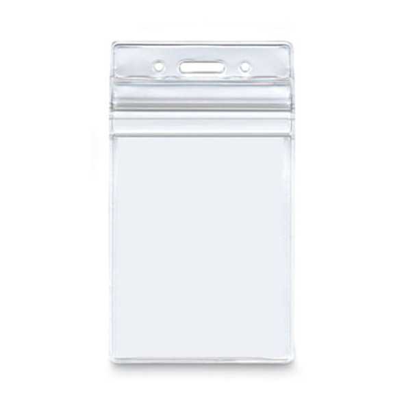 Resealable Id Badge Holders, Vertical Orientation, Transparent Frost 2.68" x 5" Holder, 2.38" x 3.75" Insert, 50/Pack