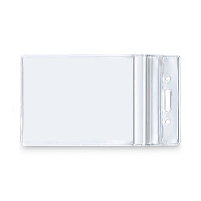 Resealable Id Badge Holders, Vertical Orientation, Transparent Frost 2.68" x 5" Holder, 2.38" x 3.75" Insert, 50/Pack