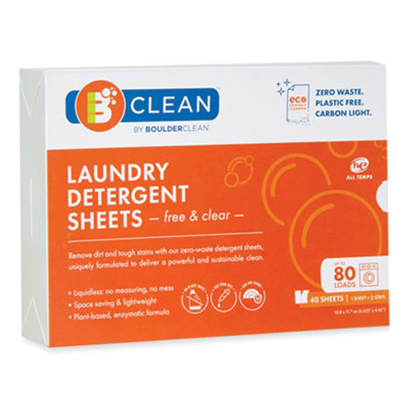 Laundry Detergent Sheets, Free And Clear, 40/Pack, 12 Packs/Carton