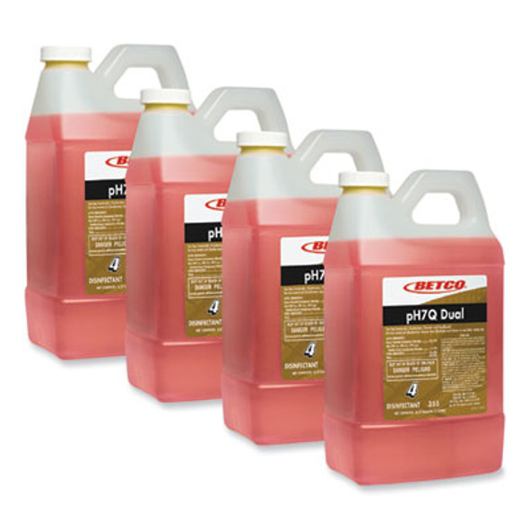Ph7Q Dual Neutral Fastdraw Disinfectant Cleaner, Lemon Scent, 67.6 Oz Bottle, 4/Carton