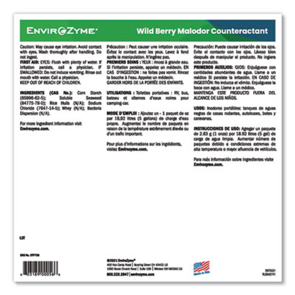Wildberry Malodor Counteractant, Wildberry Scent, 1 Oz Pouch, 800 Pouches