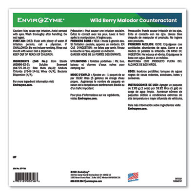 Wildberry Malodor Counteractant, Wildberry, 1 Oz Pouch, 800 Pouches