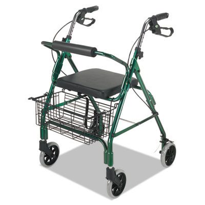 Ultra Lightweight Rollator, Adjusts 33.75" To 38", 300 Lb Capacity, Green