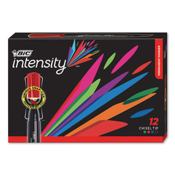 Intensity Chisel Tip Permanent Marker, Broad Chisel Tip, Assorted Colors, Dozen