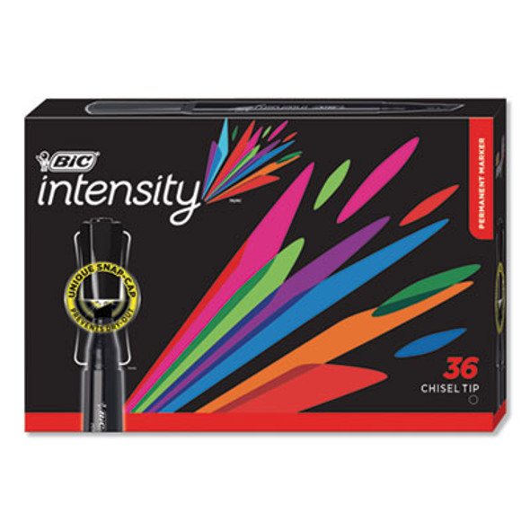 Intensity Chisel Tip Permanent Marker Value Pack, Broad Chisel Tip, Black, 36/Pack